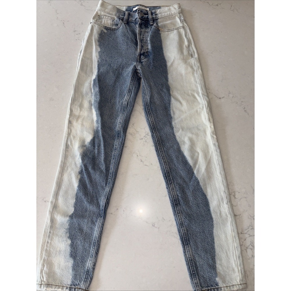 PacSun Bleached Side Ultra High Rise Slim Fit Blue White Stripe Jeans Women's 23
